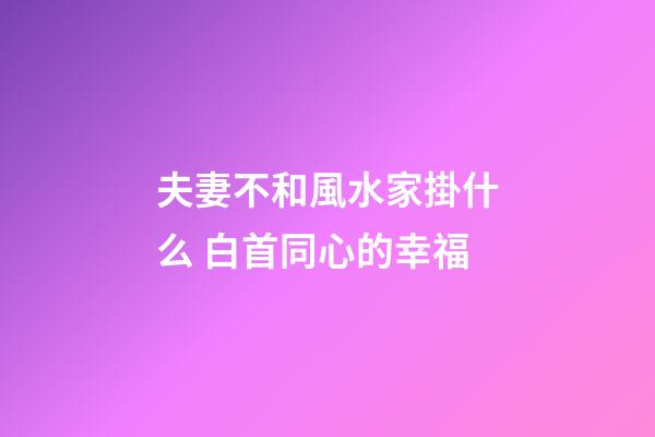 夫妻不和風水家掛什么 白首同心的幸福